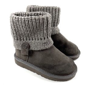 Ugg Girls Saela Knit Cuff Gray Boot Size 10c